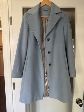 Calvin Klein Powder Blue Wool-Blend Pea Coat